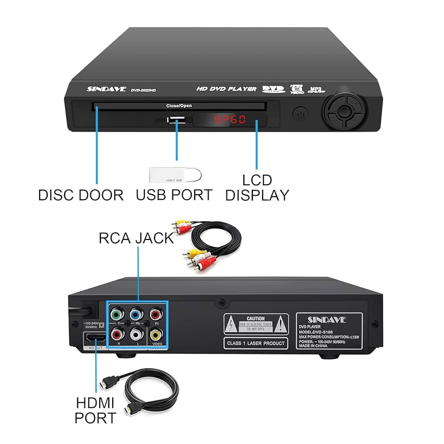 Amazon.com: DVD Players for TV, HD DVD Player, Compact Home